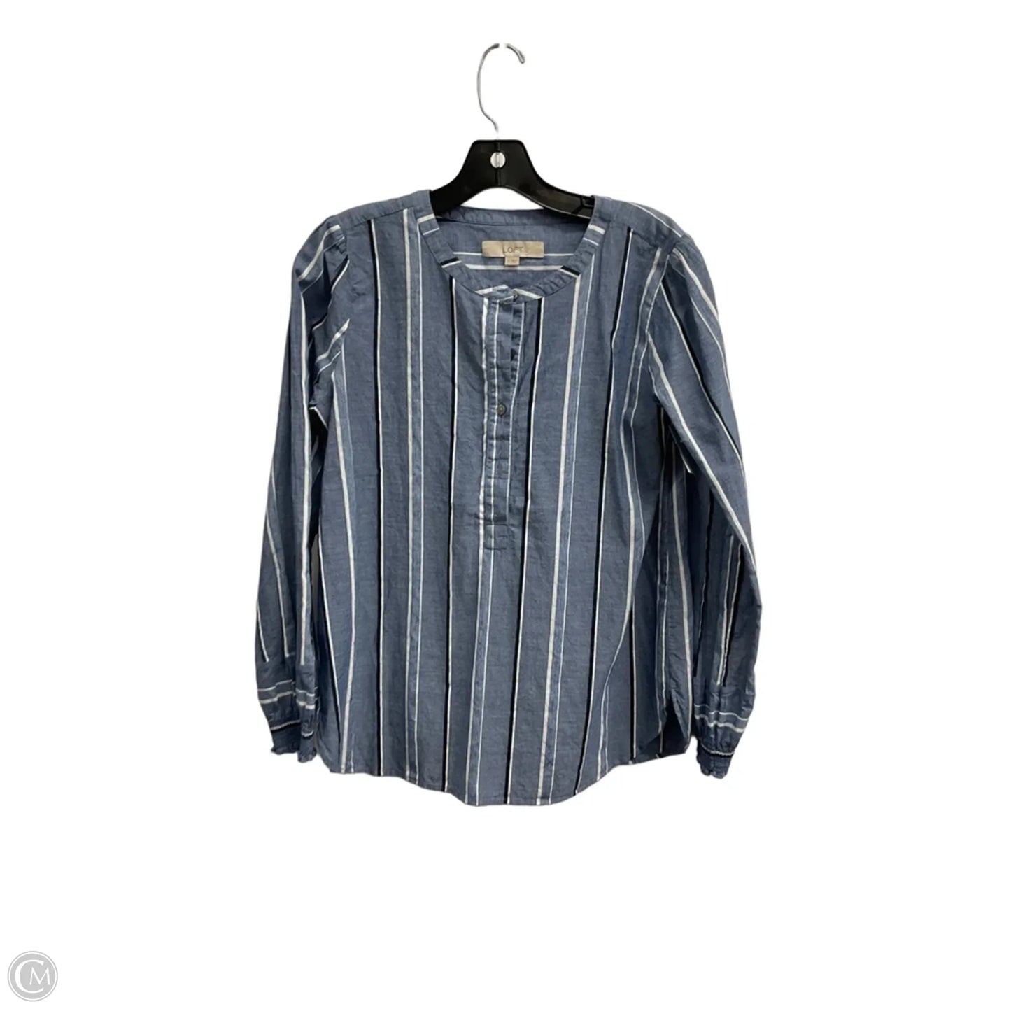 Blouse Long Sleeve By Loft In Striped Pattern, Size: S