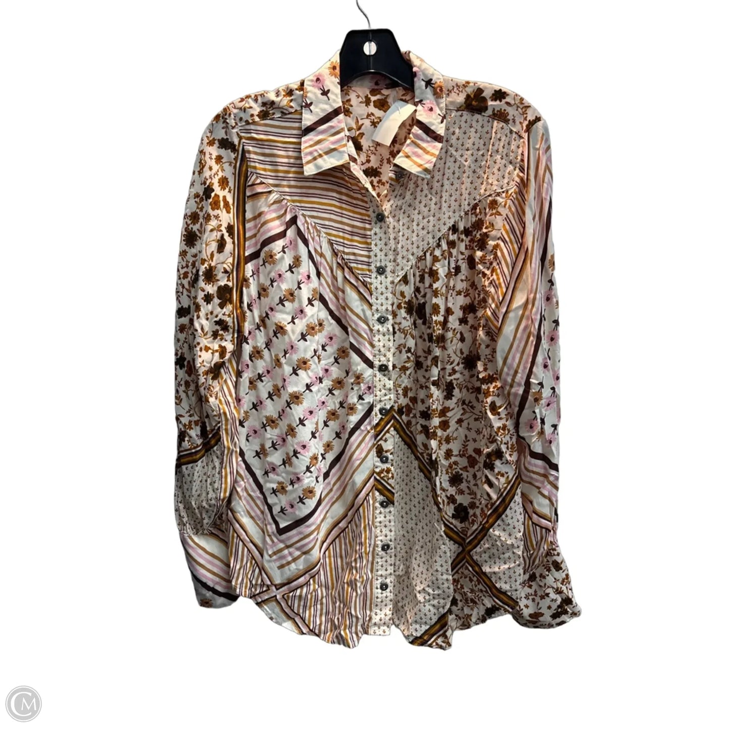 Blouse Long Sleeve By Free People In Floral Print, Size: M