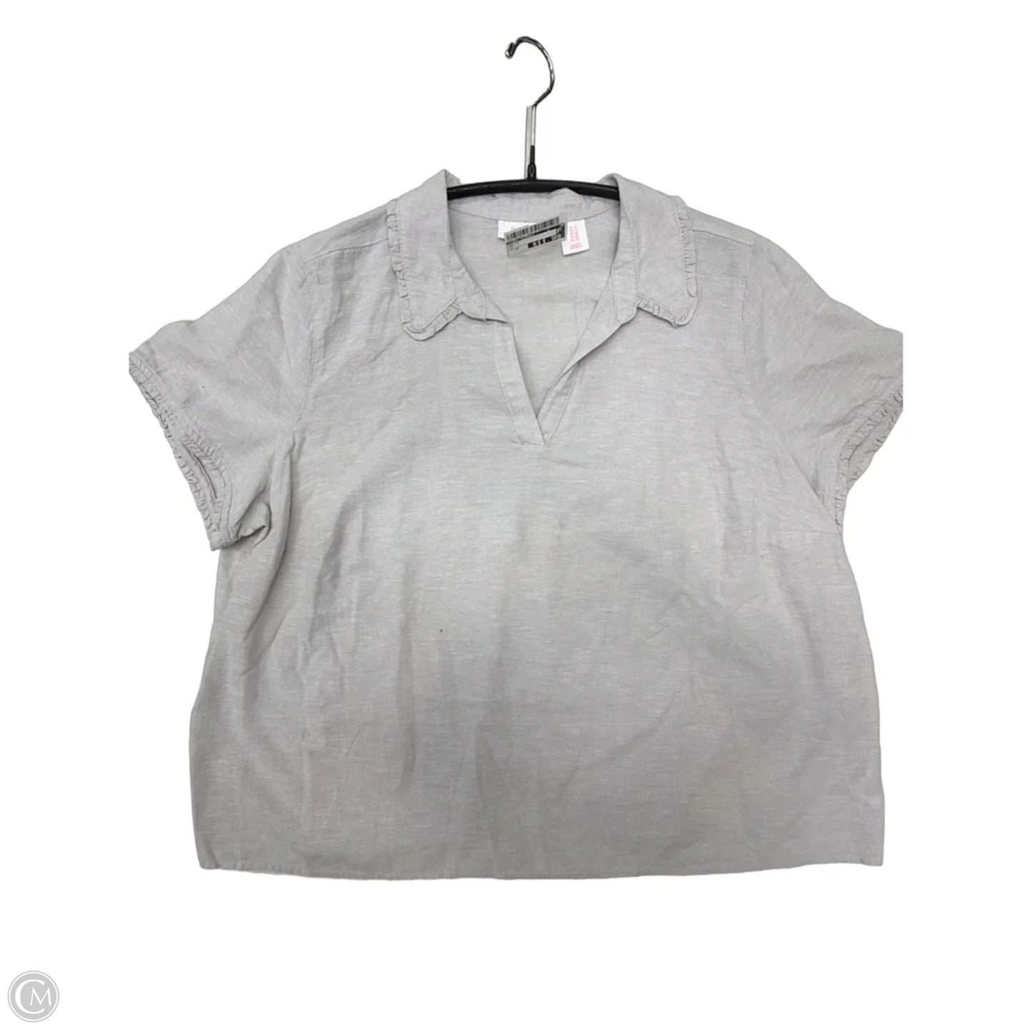 Top Short Sleeve By Isaac Mizrahi In Grey, Size: 1x