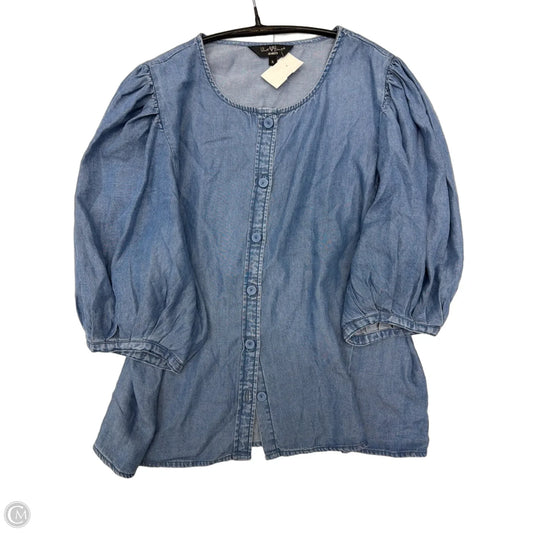Blouse 3/4 Sleeve By Velvet Heart In Blue, Size: Xl