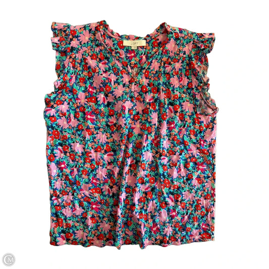 Top Sleeveless By Loft In Floral Print, Size: L
