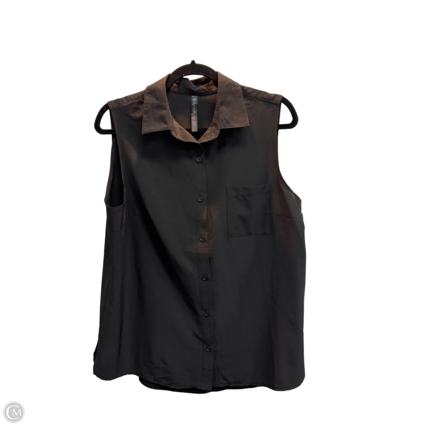 Athletic Top Short Sleeve By Gaiam In Black, Size: L