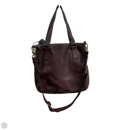 Handbag Leather By Fossil, Size: Medium