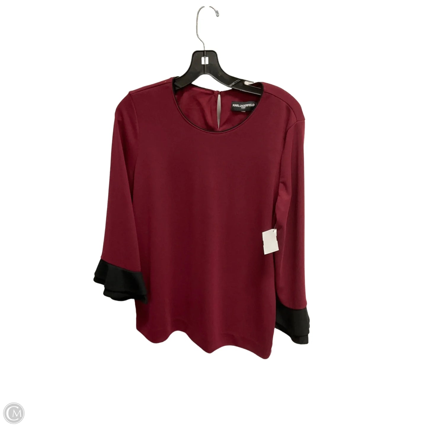 Top Long Sleeve By Karl Lagerfeld In Maroon, Size: S