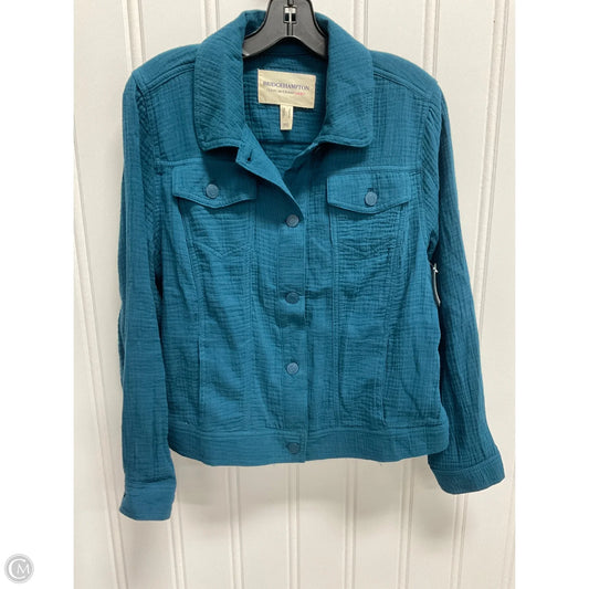 Jacket Shirt By Isaac Mizrahi Live Qvc In Teal, Size: S