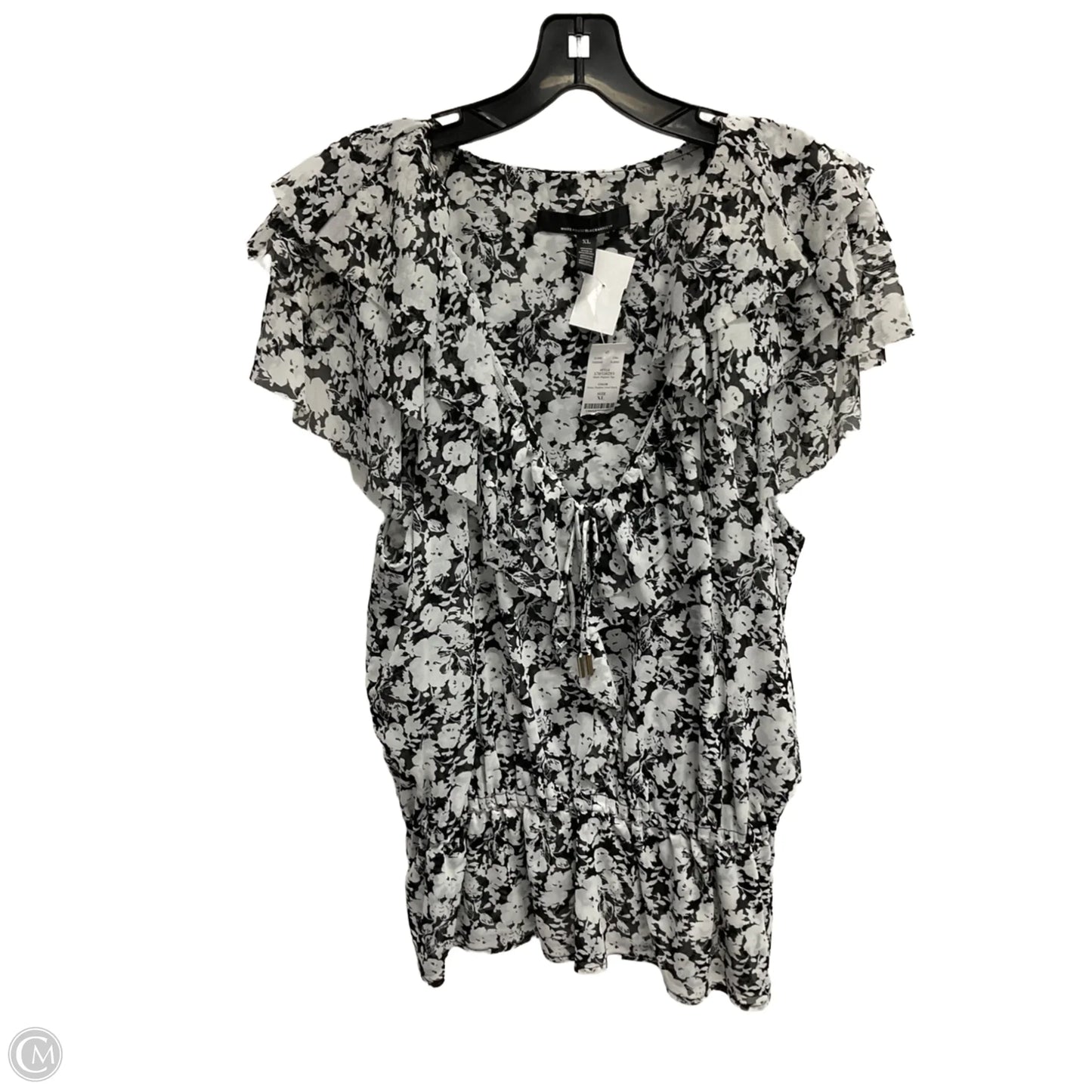 Top Short Sleeve By White House Black Market In Floral Print, Size: Xl