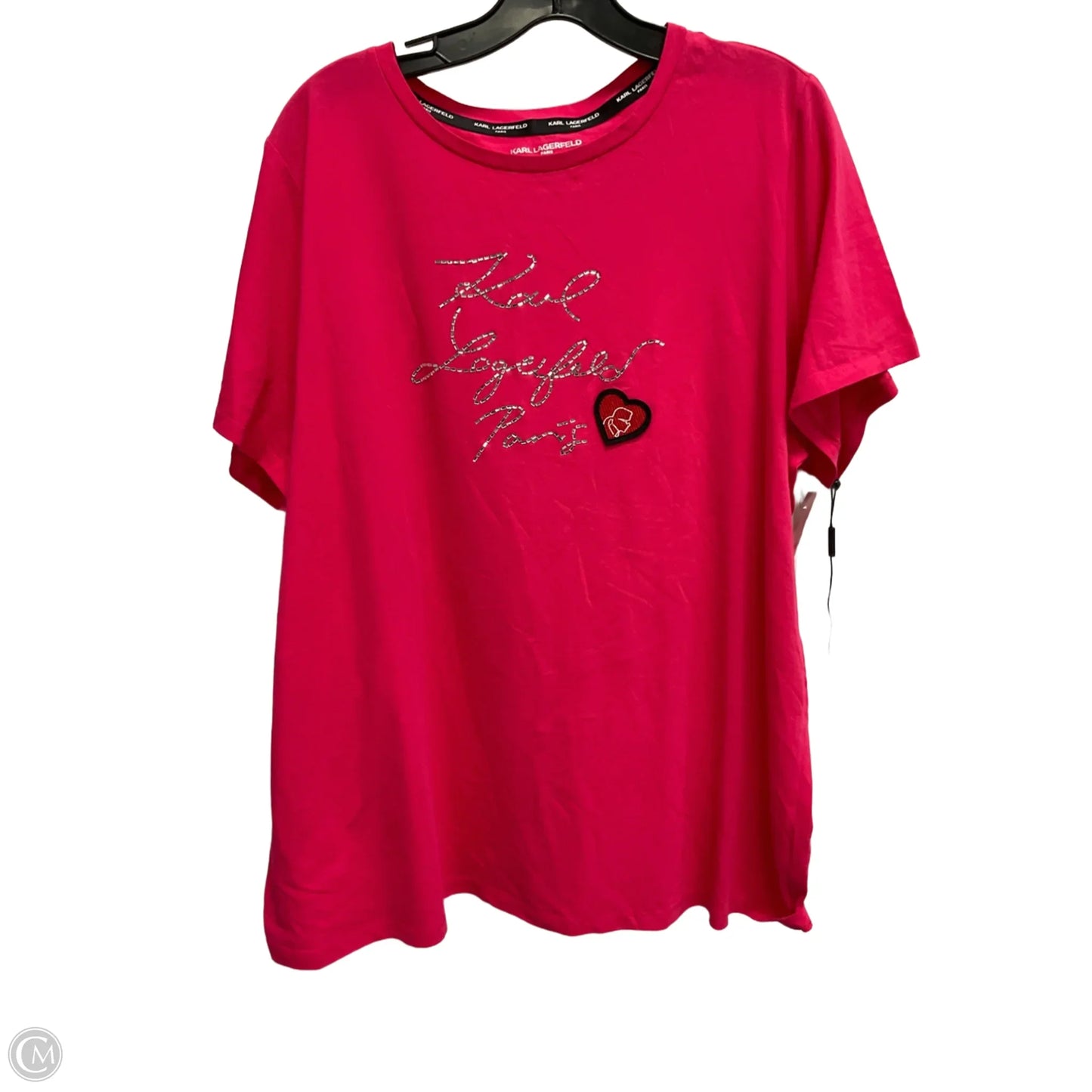 Top Short Sleeve Designer By Karl Lagerfeld In Pink, Size: 1x