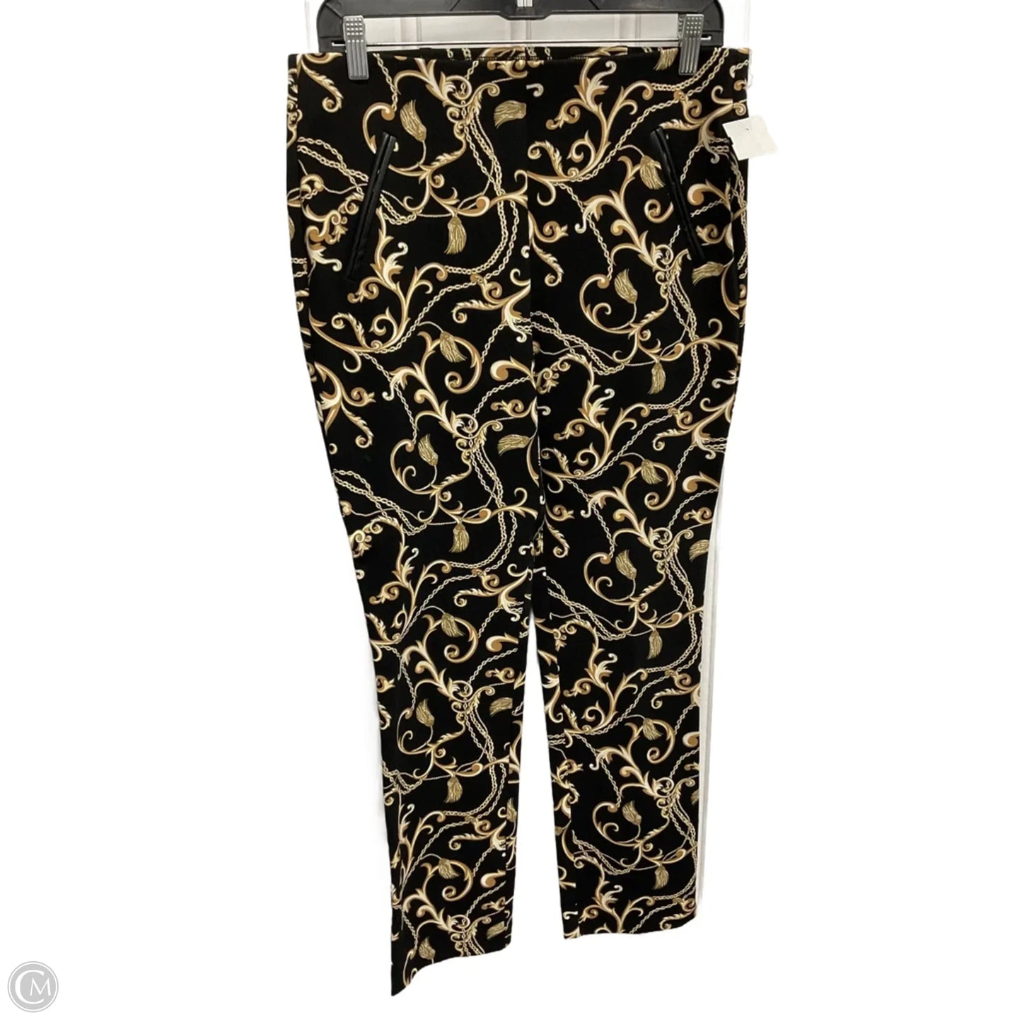 Pants Leggings By Chicos In Black & Gold, Size: S