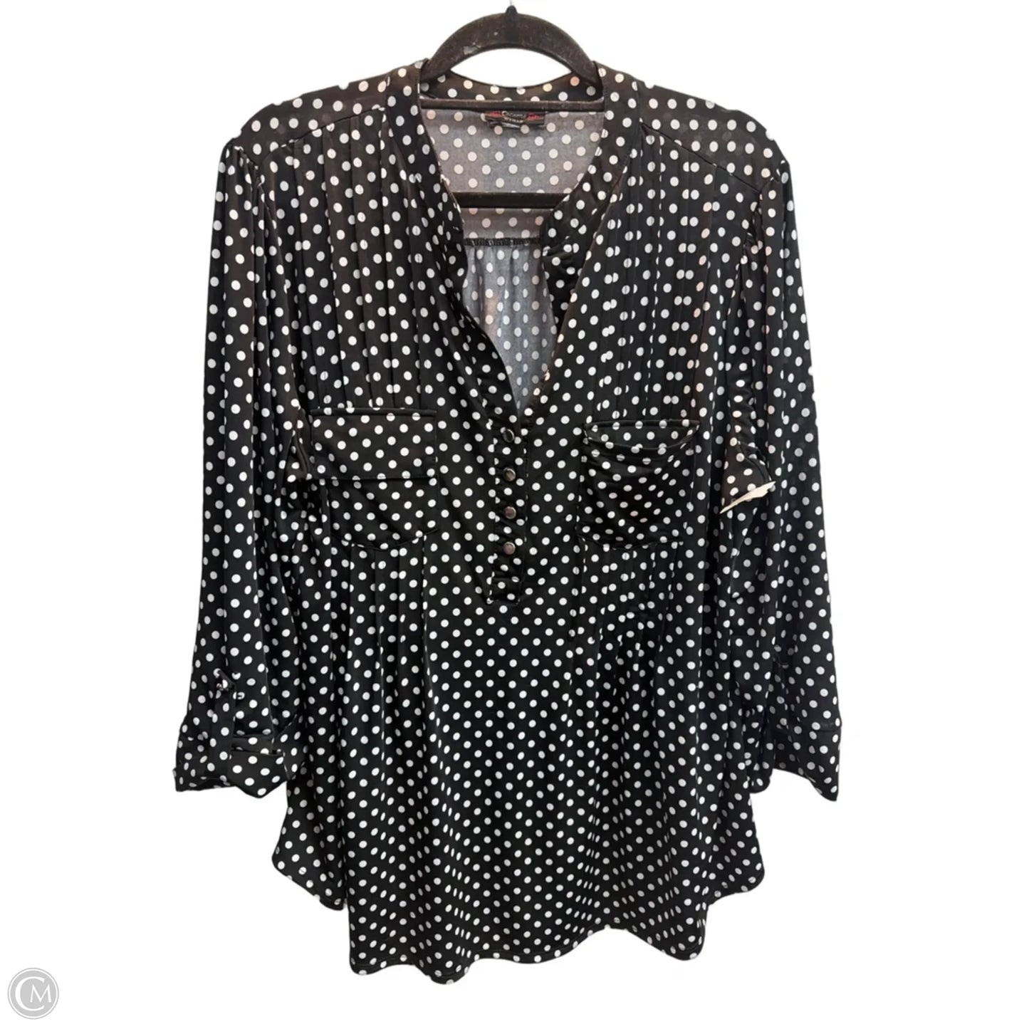 Blouse Long Sleeve By Cocomo In Polkadot Pattern, Size: Xl