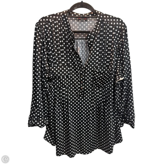 Blouse Long Sleeve By Cocomo In Polkadot Pattern, Size: Xl