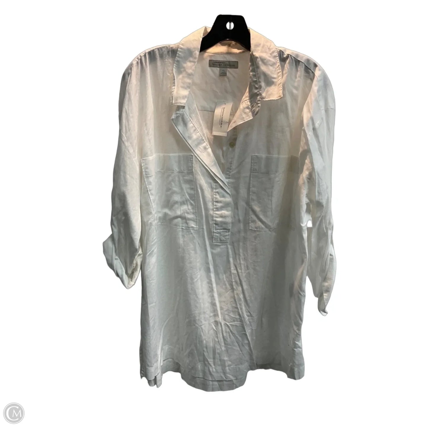 Tunic 3/4 Sleeve By Banana Republic In White, Size: Xl