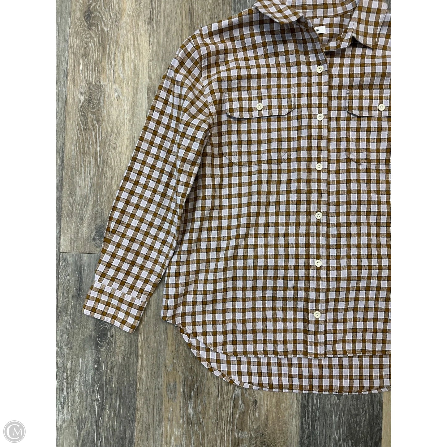 Blouse Long Sleeve By Madewell In Plaid Pattern, Size: S