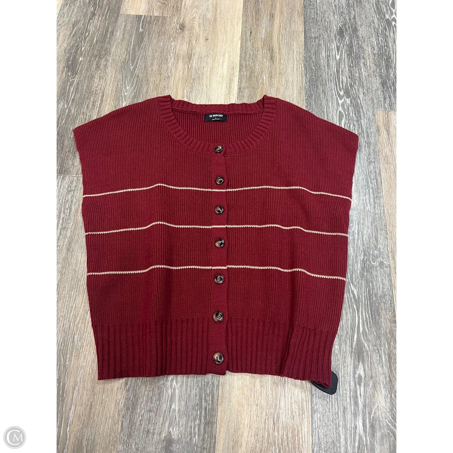 Sweater Short Sleeve By Workshop In Red, Size: L