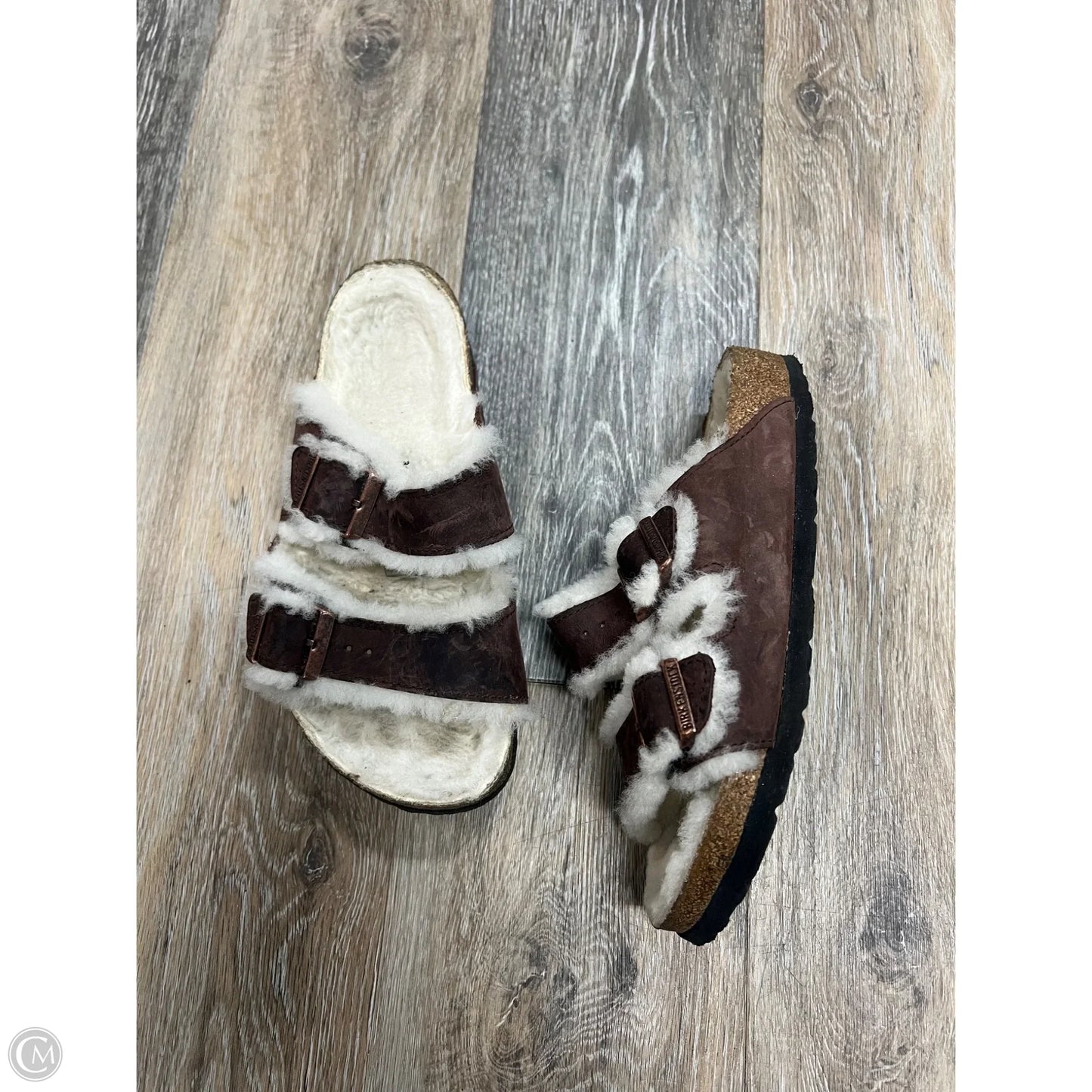 Sandals Flats By Birkenstock In Brown, Size: 5
