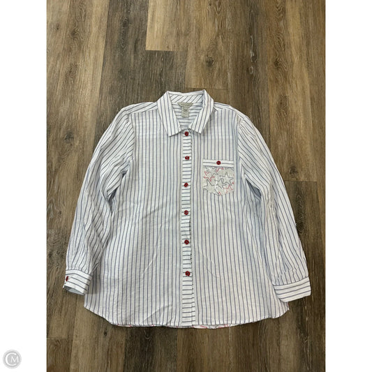 Blouse Long Sleeve By Multiples In Striped Pattern, Size: L