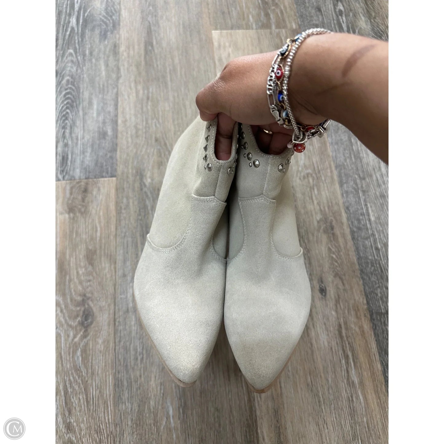 Boots Ankle Heels By Nine West In Cream, Size: 7.5