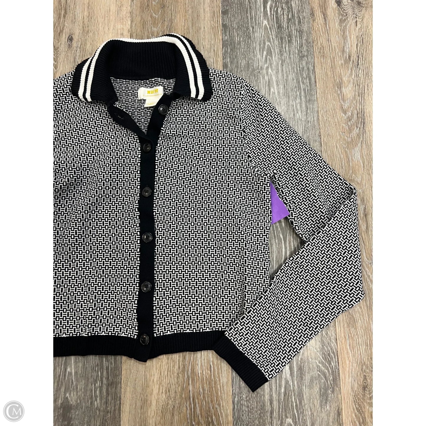 Sweater Cardigan By Maeve In Black & White, Size: Xxs
