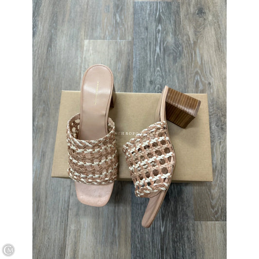Sandals Heels Block By Anthropologie In Tan, Size: 10
