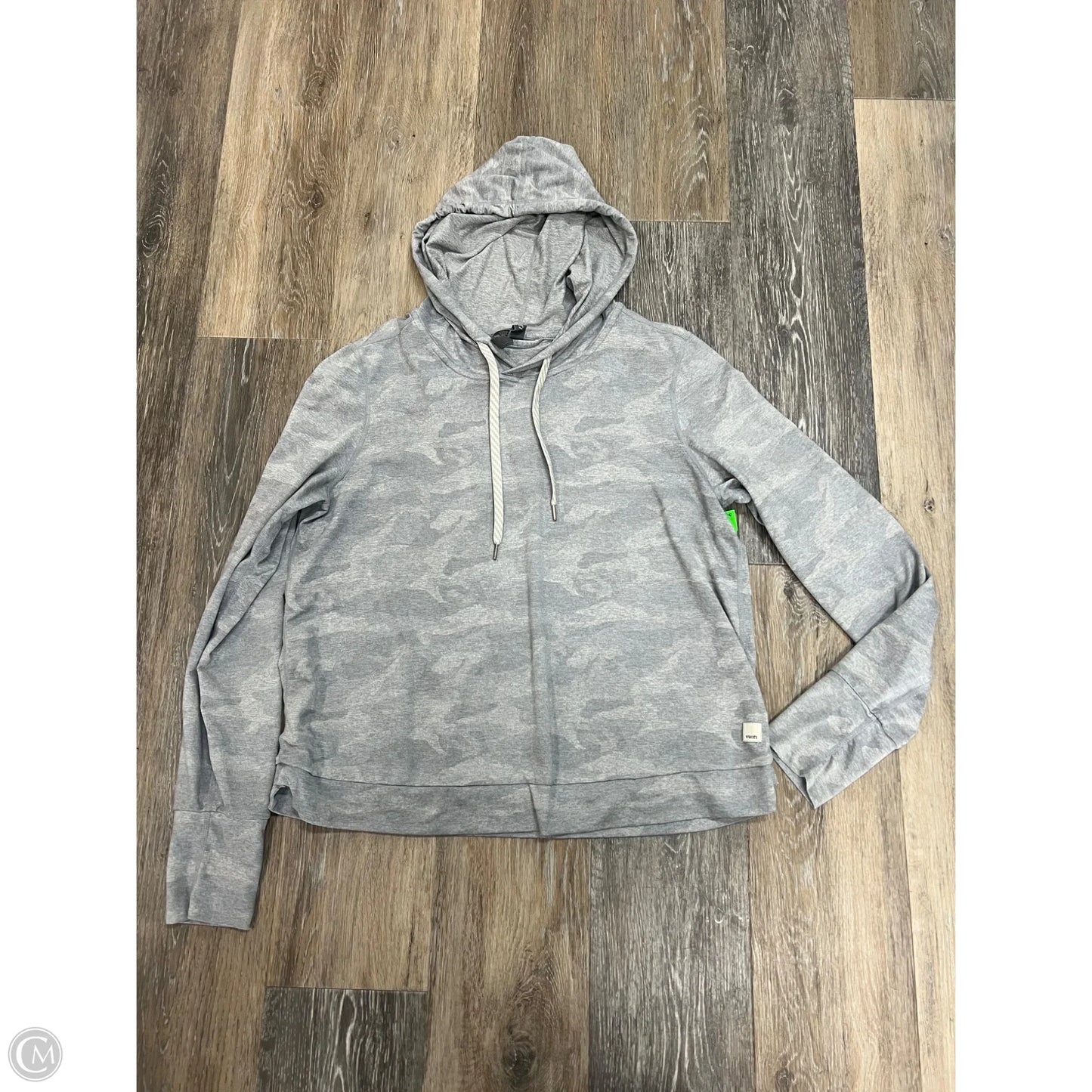 Athletic Top Long Sleeve Hoodie By Vuori In Grey, Size: M