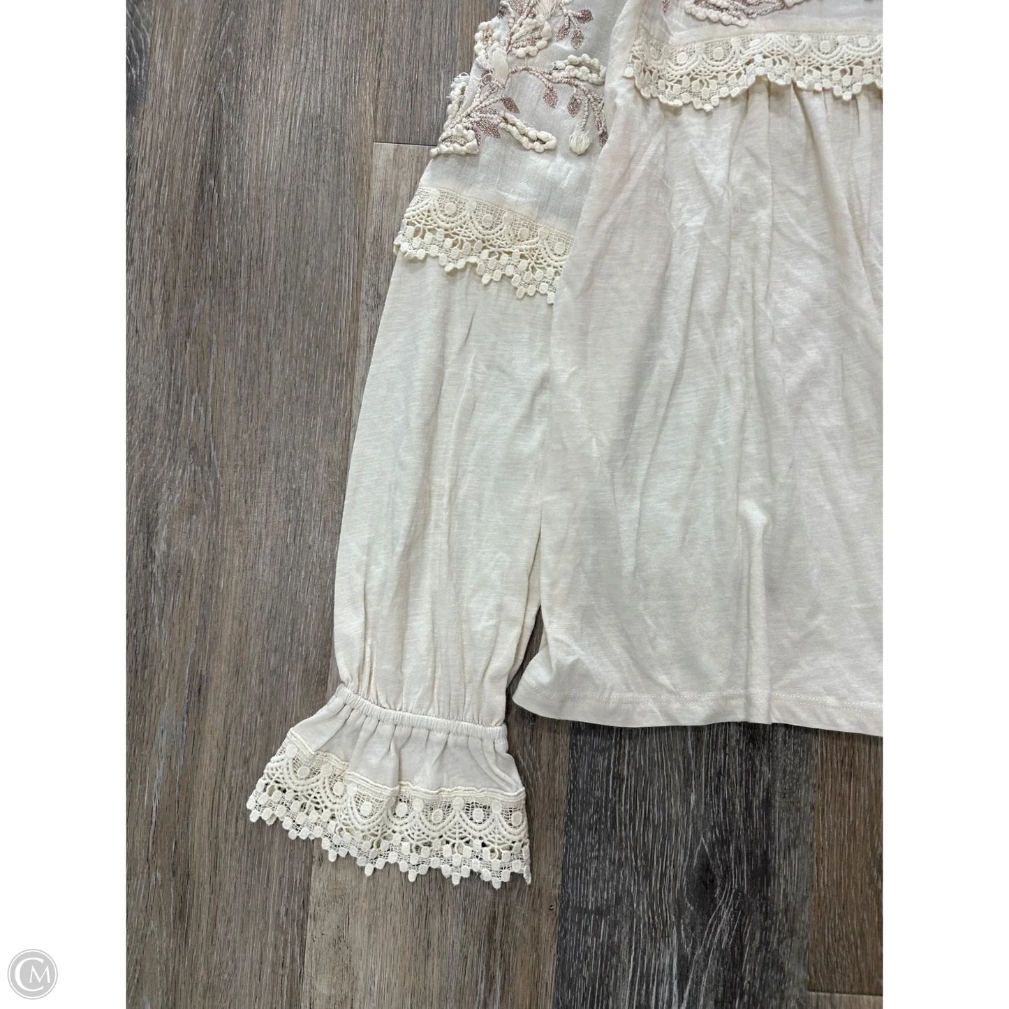 Blouse Long Sleeve By Anthropologie In Cream, Size: S