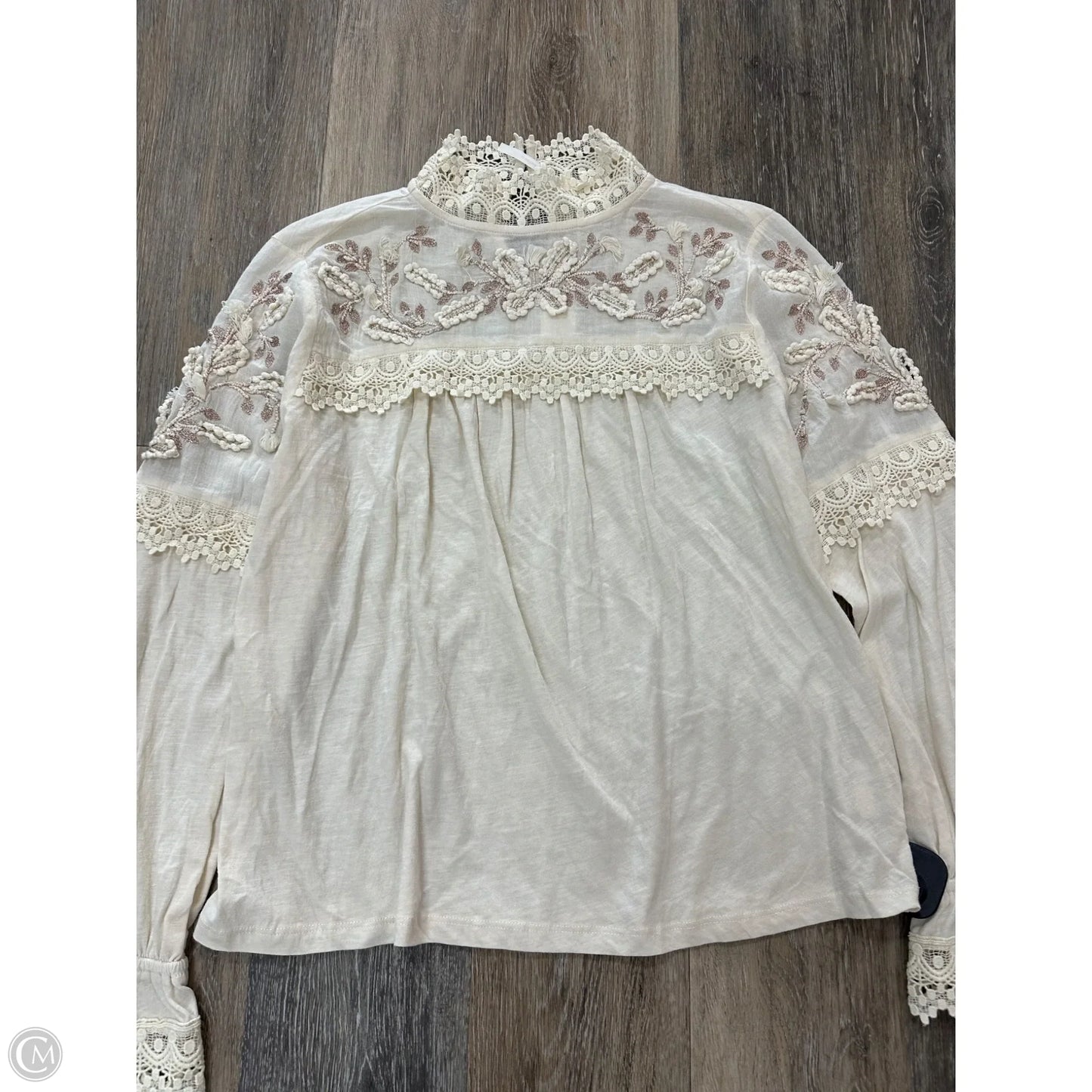 Blouse Long Sleeve By Anthropologie In Cream, Size: S