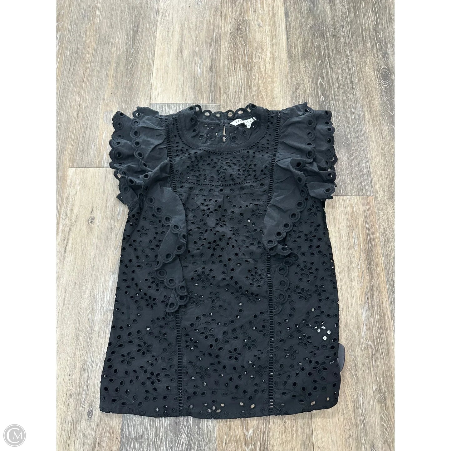 Blouse Short Sleeve By Veronica Beard In Black, Size: 0