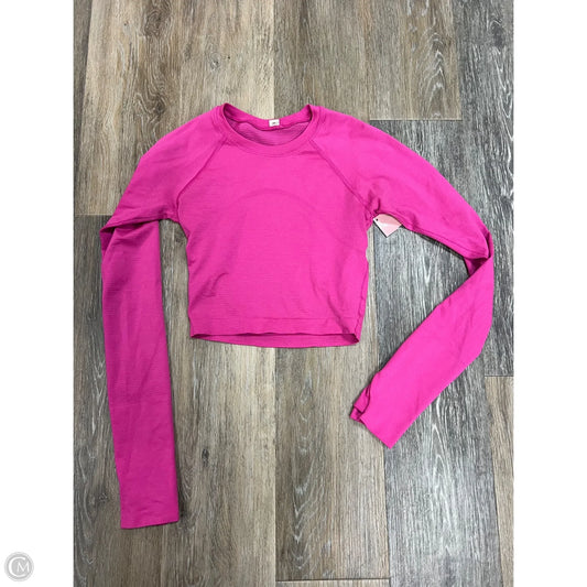 -Athletic Top Long Sleeve Crewneck By Lululemon In Pink, Size: 2
