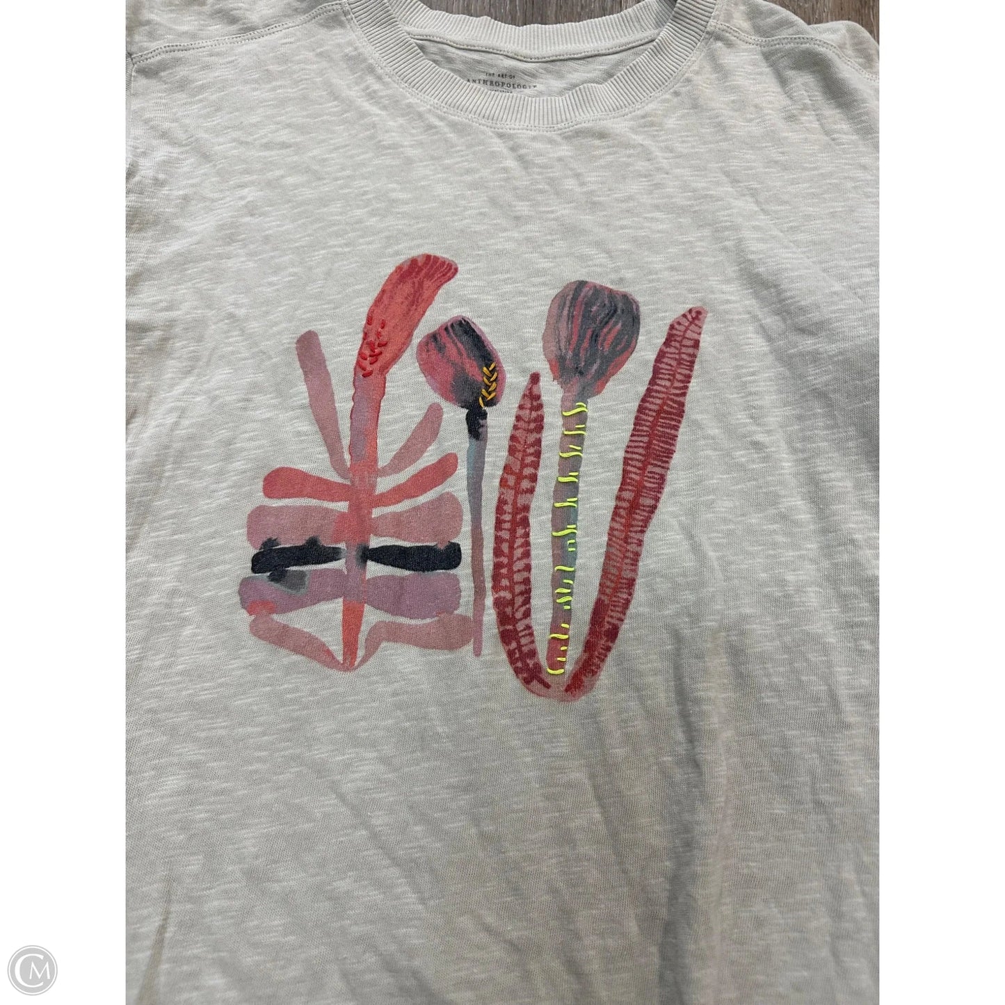 Top Short Sleeve By Anthropologie In Tan, Size: S