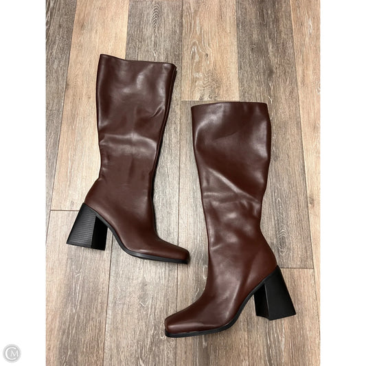 Boots Knee Heels By Princess Polly In Brown, Size: 9