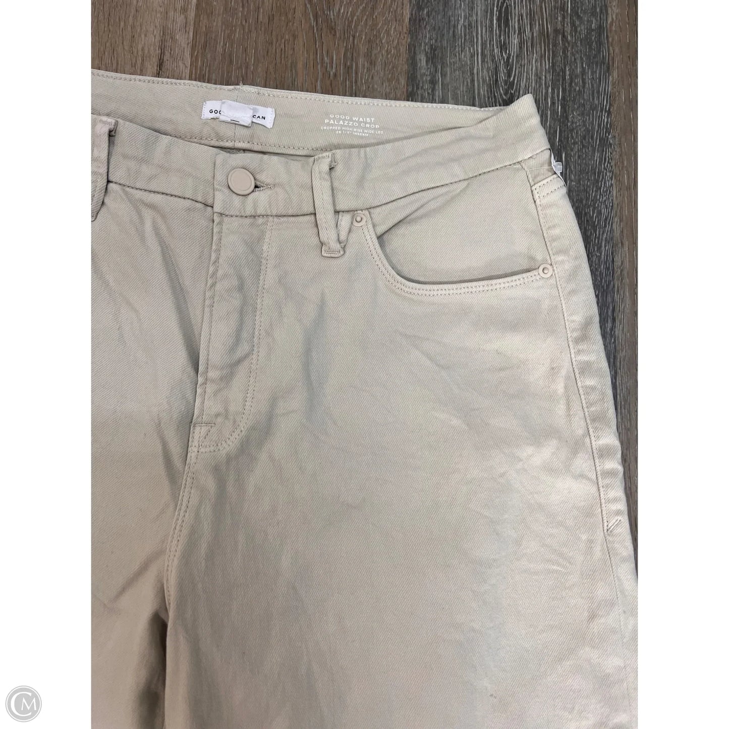 -Jeans Wide Leg By Good American In Tan Denim, Size: 14/32