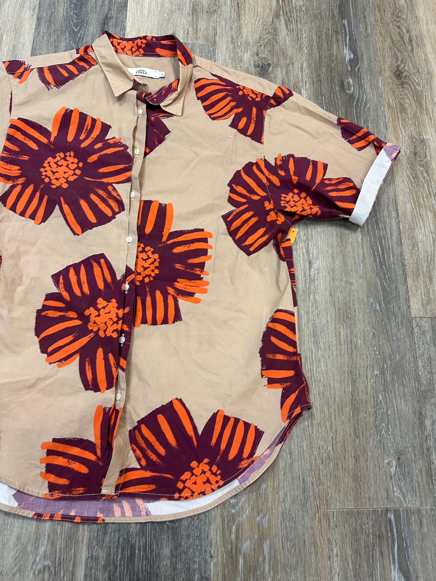 Blouse Short Sleeve By 0039 Italy In Tan, Size: S