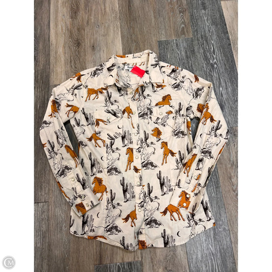 Blouse Long Sleeve By Wrangler In Tan, Size: L