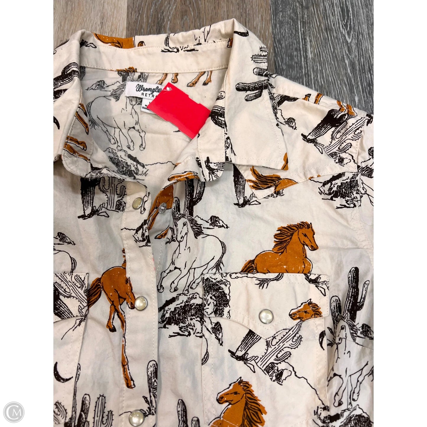Blouse Long Sleeve By Wrangler In Tan, Size: L