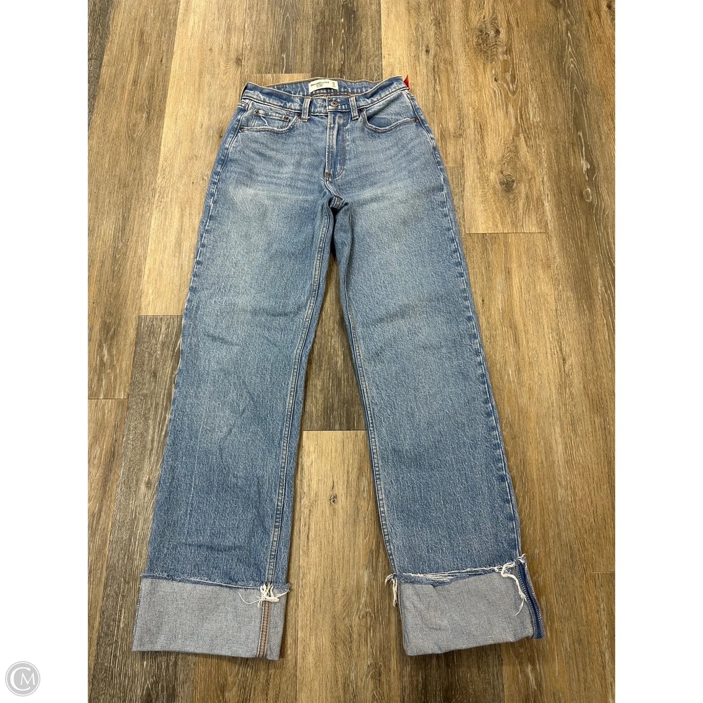Jeans Straight By Abercrombie And Fitch In Blue Denim, Size: 0L