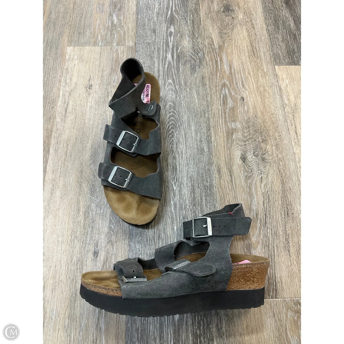 Sandals Heels Platform By Birkenstock In Grey, Size: 9