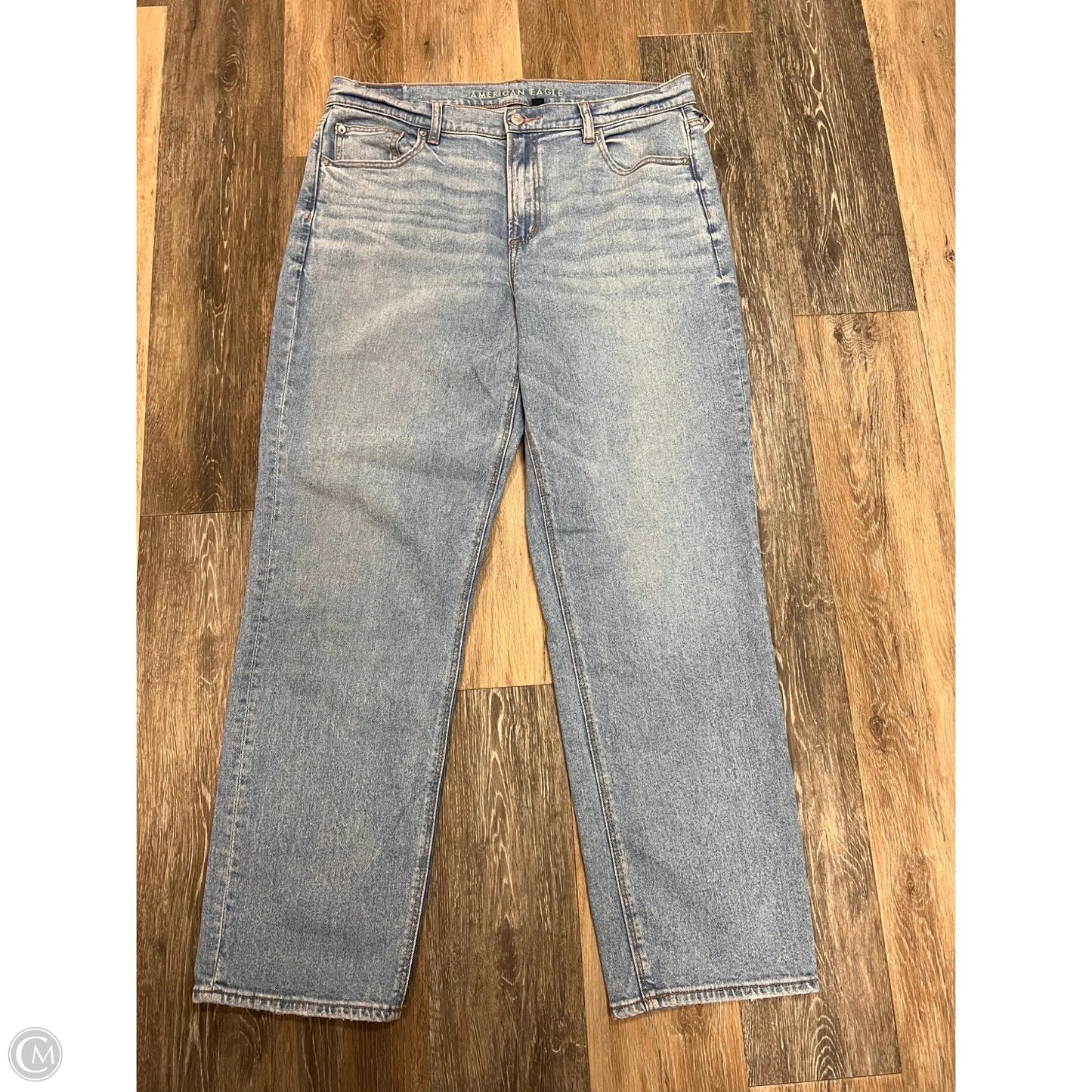 Jeans Straight By American Eagle In Blue Denim, Size: 14