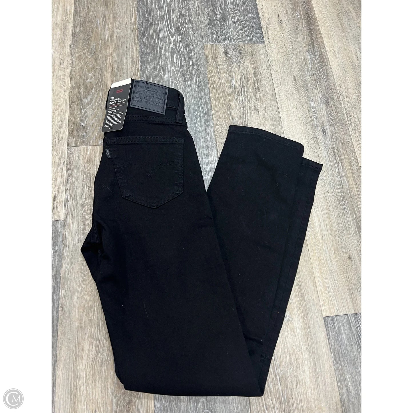 Jeans Straight By Levis In Black Denim, Size: 1/25