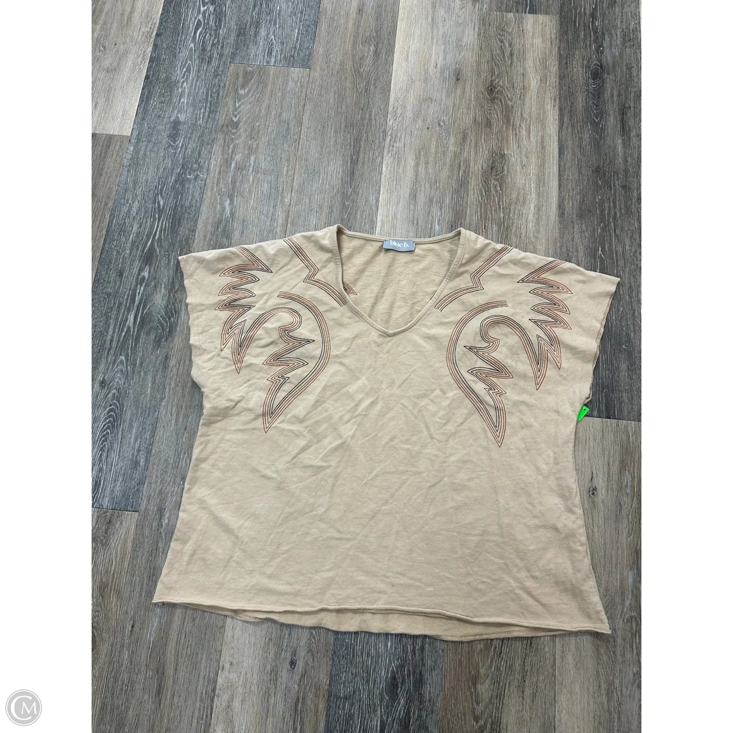Top Short Sleeve By Blue B In Tan, Size: L