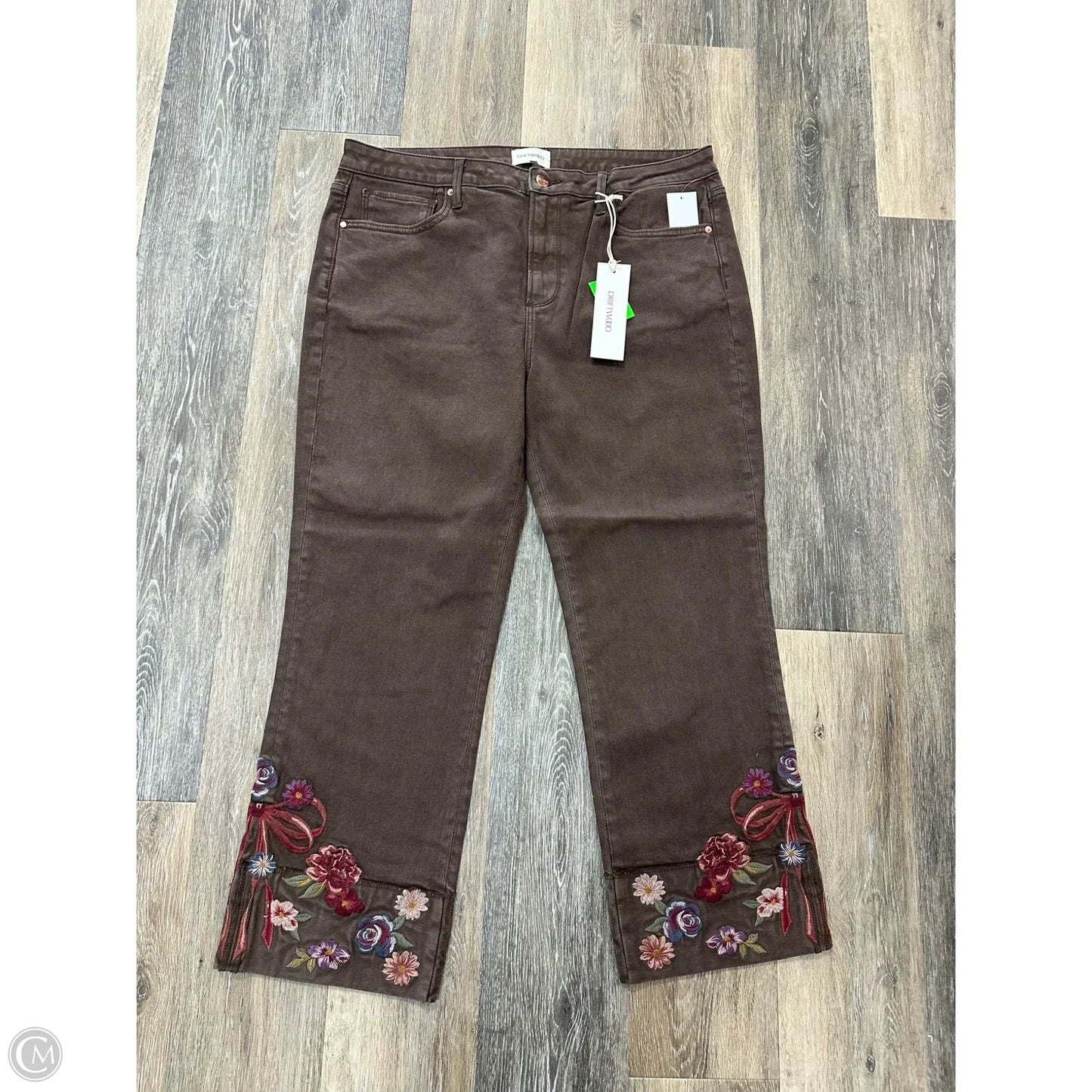 Jeans Straight By Driftwood In Brown Denim, Size: 14