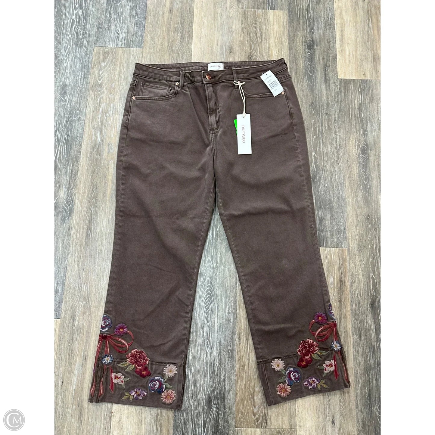 Jeans Straight By Driftwood In Brown Denim, Size: 14