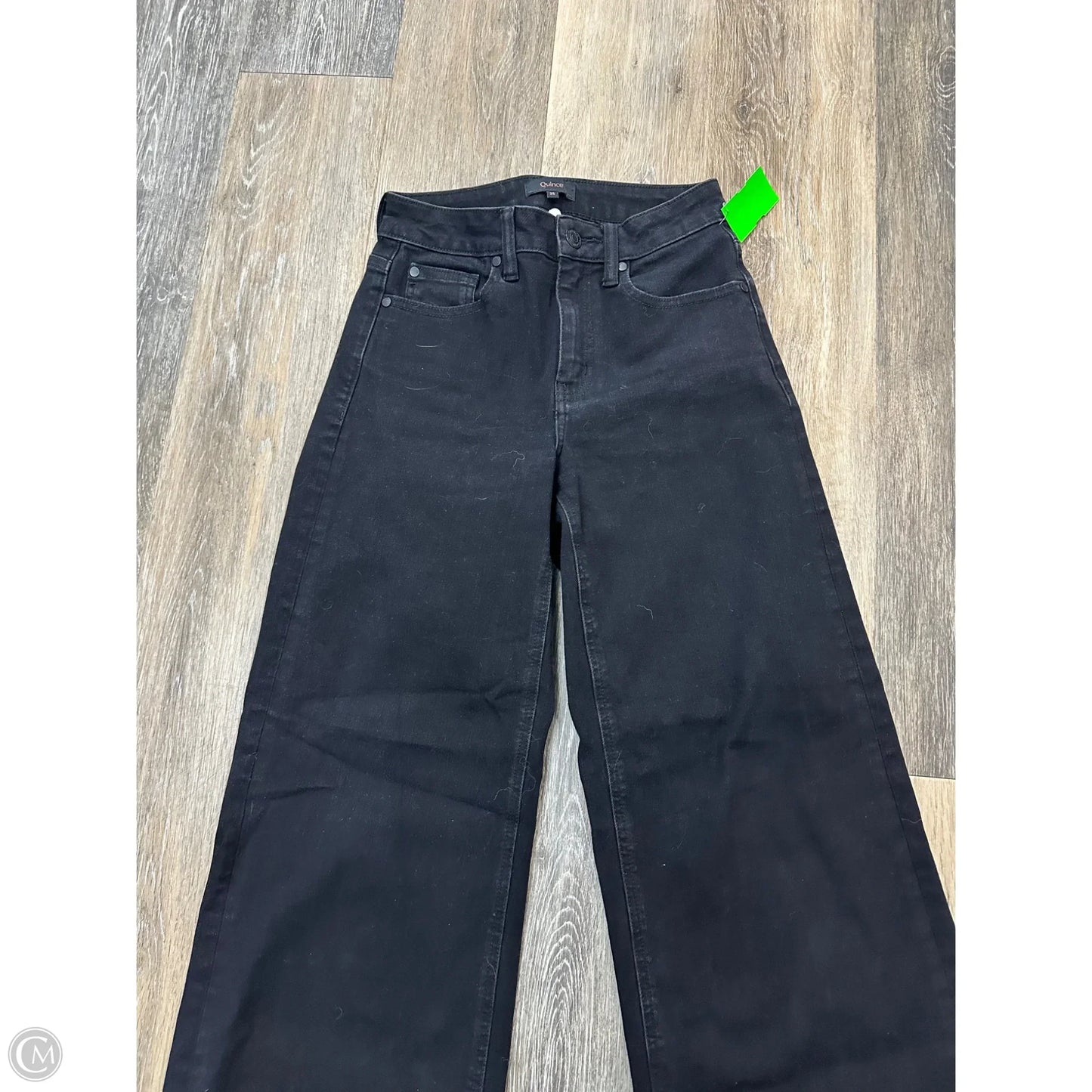 Jeans Wide Leg By Quince In Black Denim, Size: 1/25