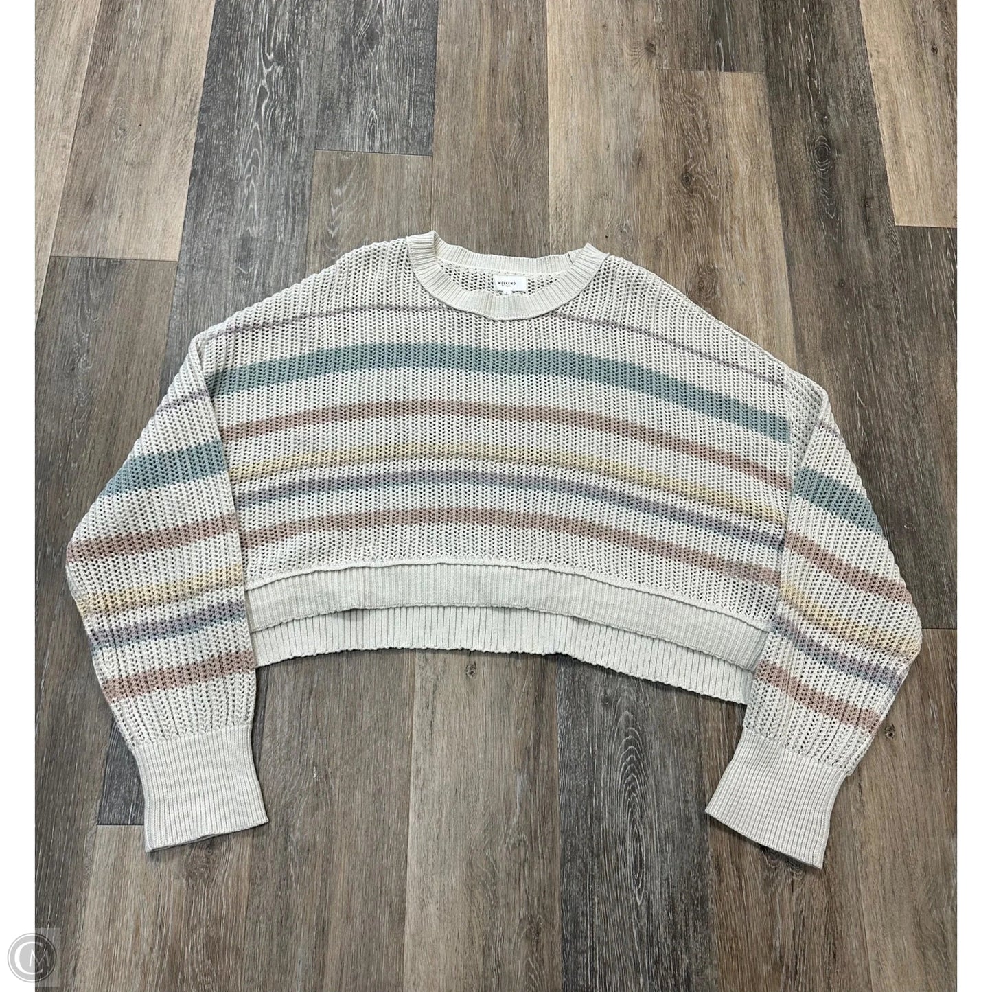 Sweater Cardigan By Weekend In Striped Pattern, Size: L