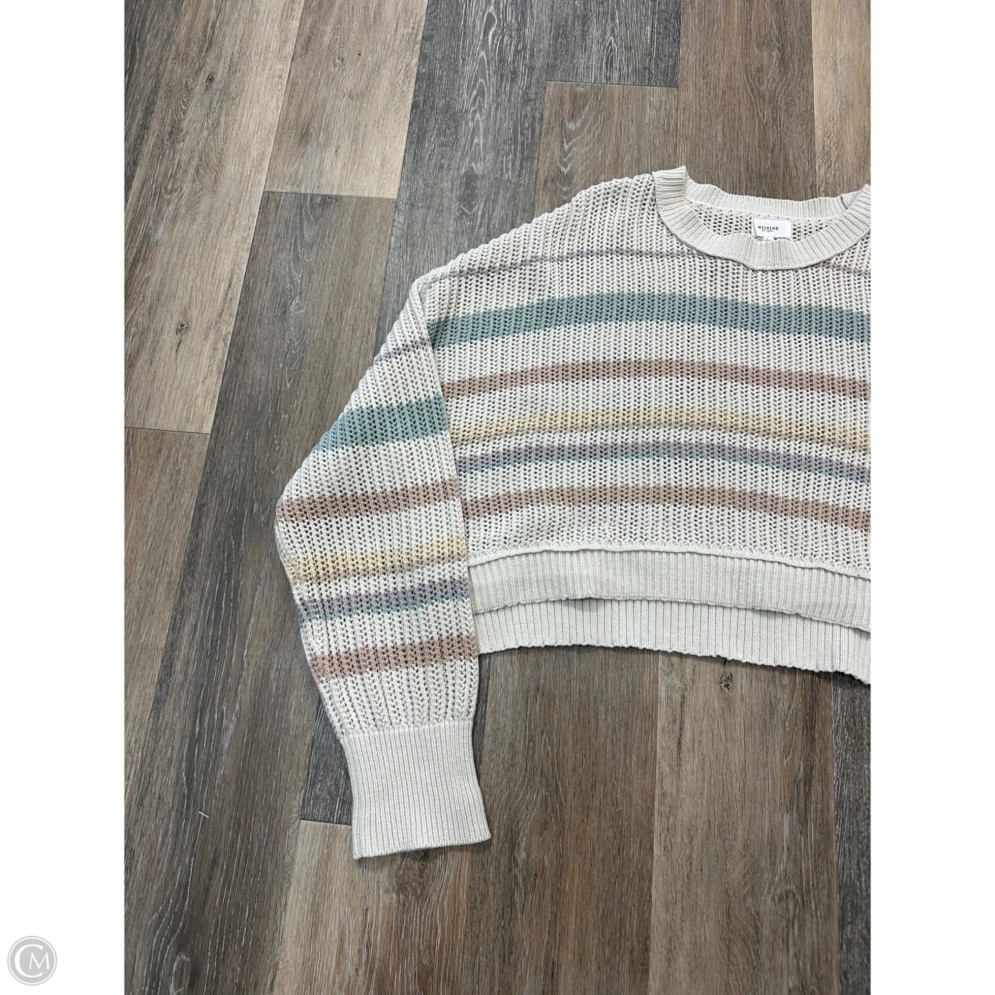 Sweater Cardigan By Weekend In Striped Pattern, Size: L