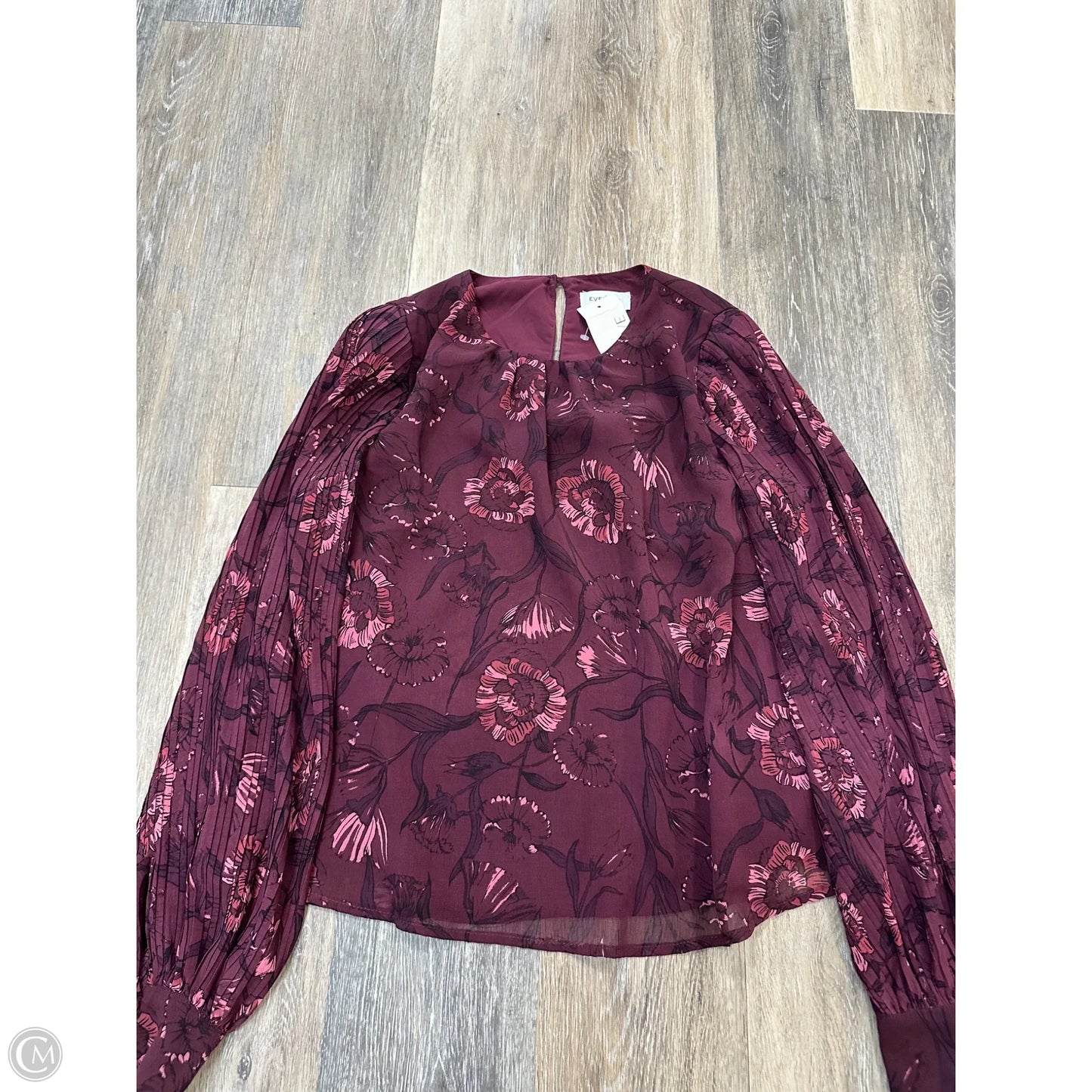 Blouse Long Sleeve By Evereve In Floral Print, Size: S