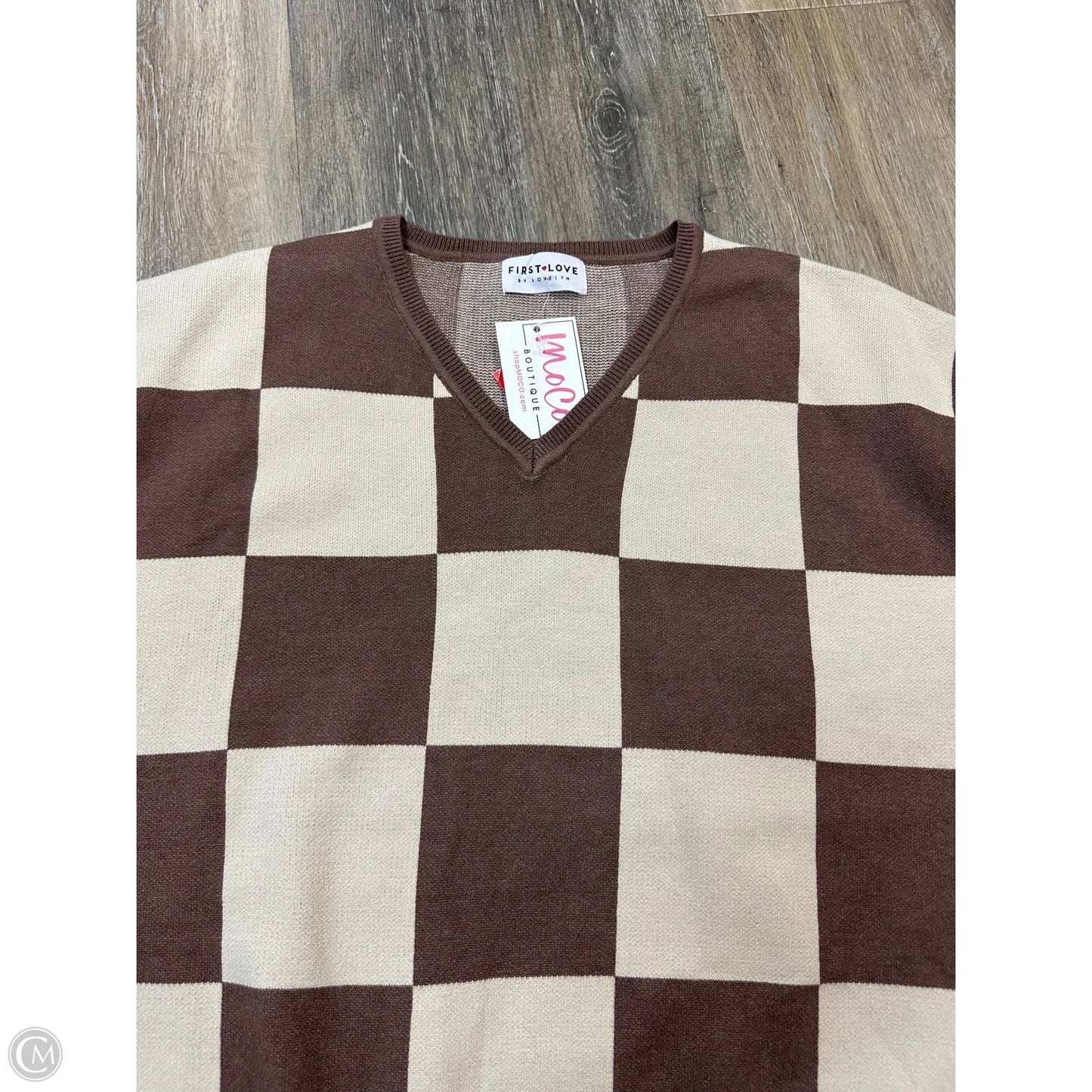 Vest Sweater By First Love In Checkered Pattern, Size: Osfm