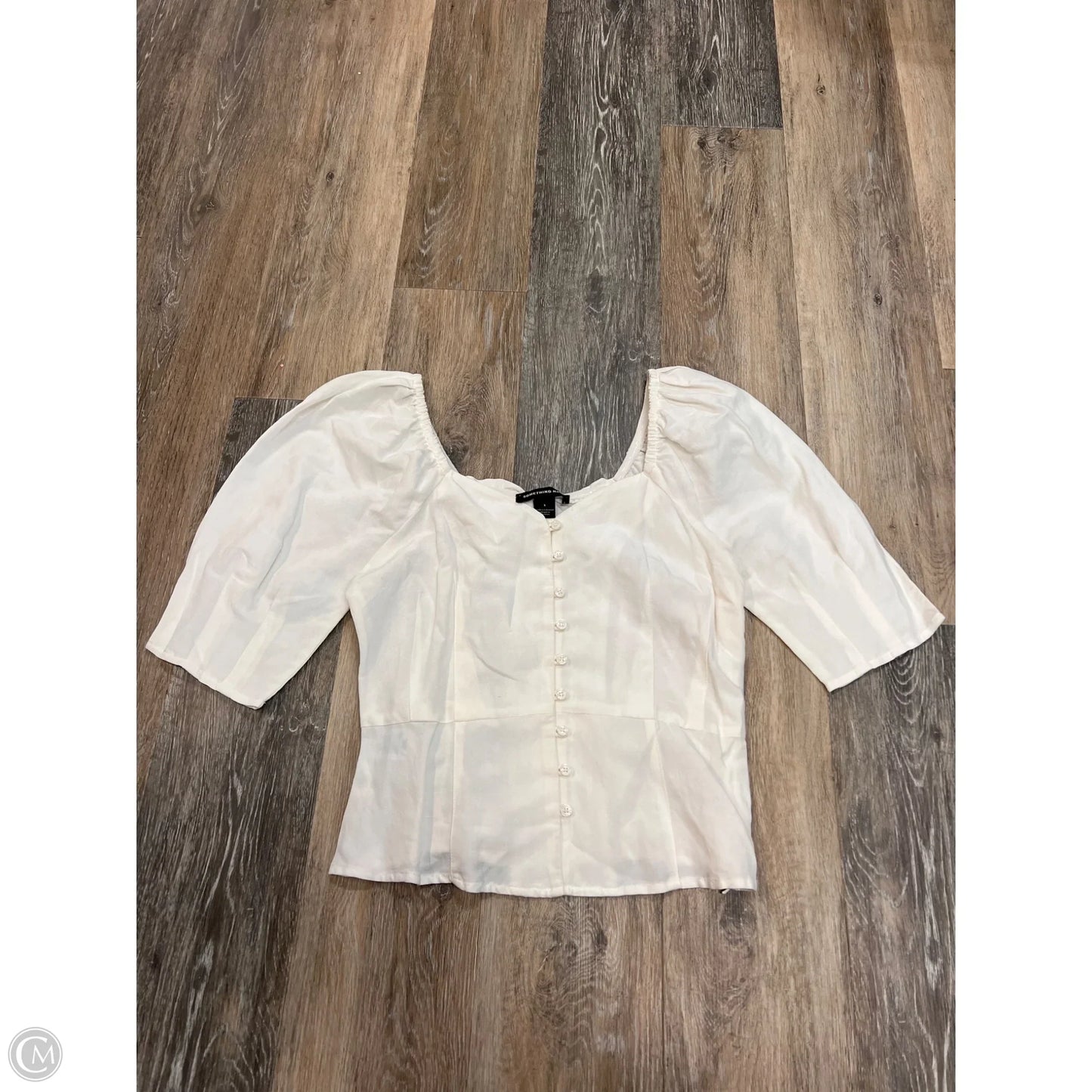 Top Short Sleeve By Something Navy In White, Size: S