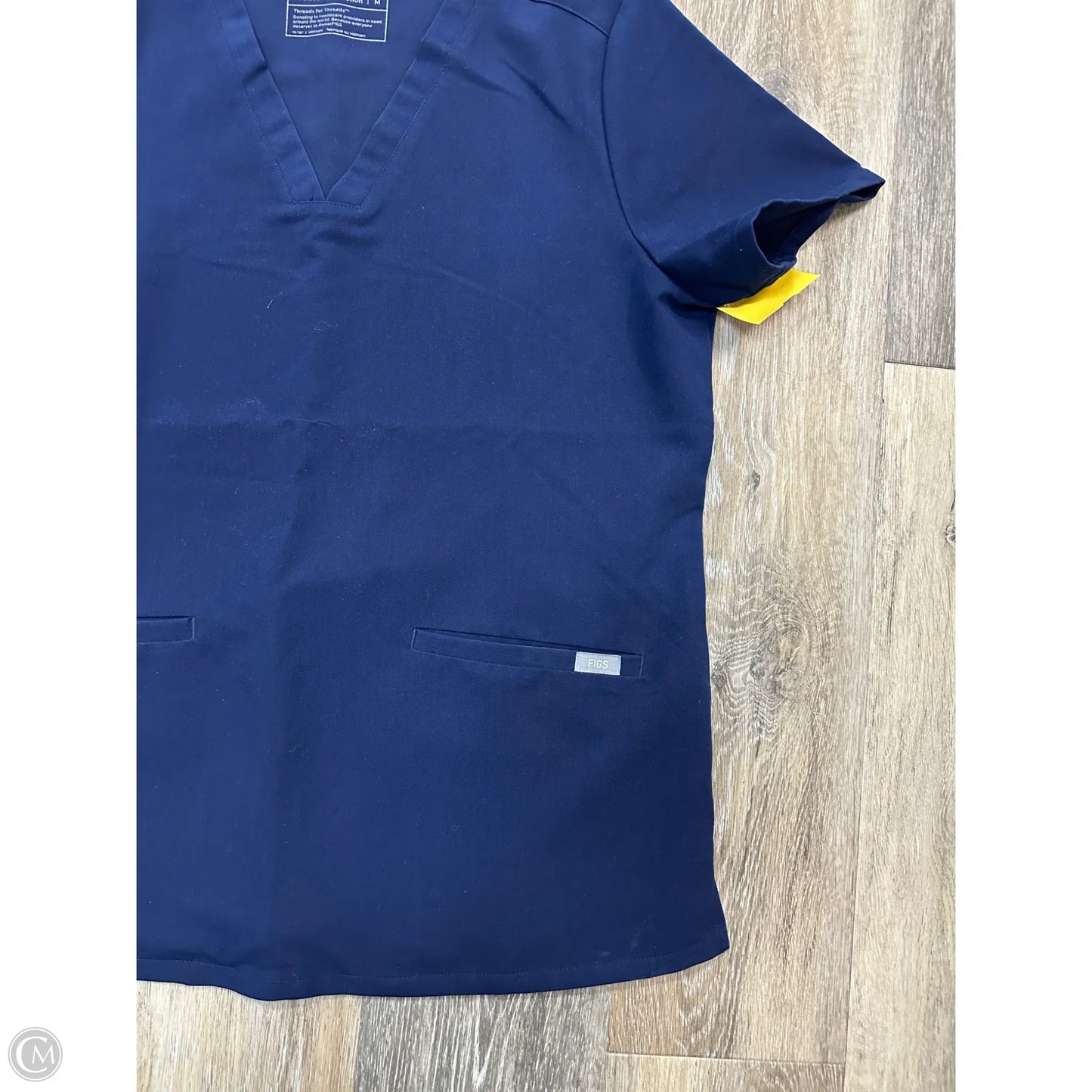 Scrub Top Short Sleeve By Figs In Navy, Size: M