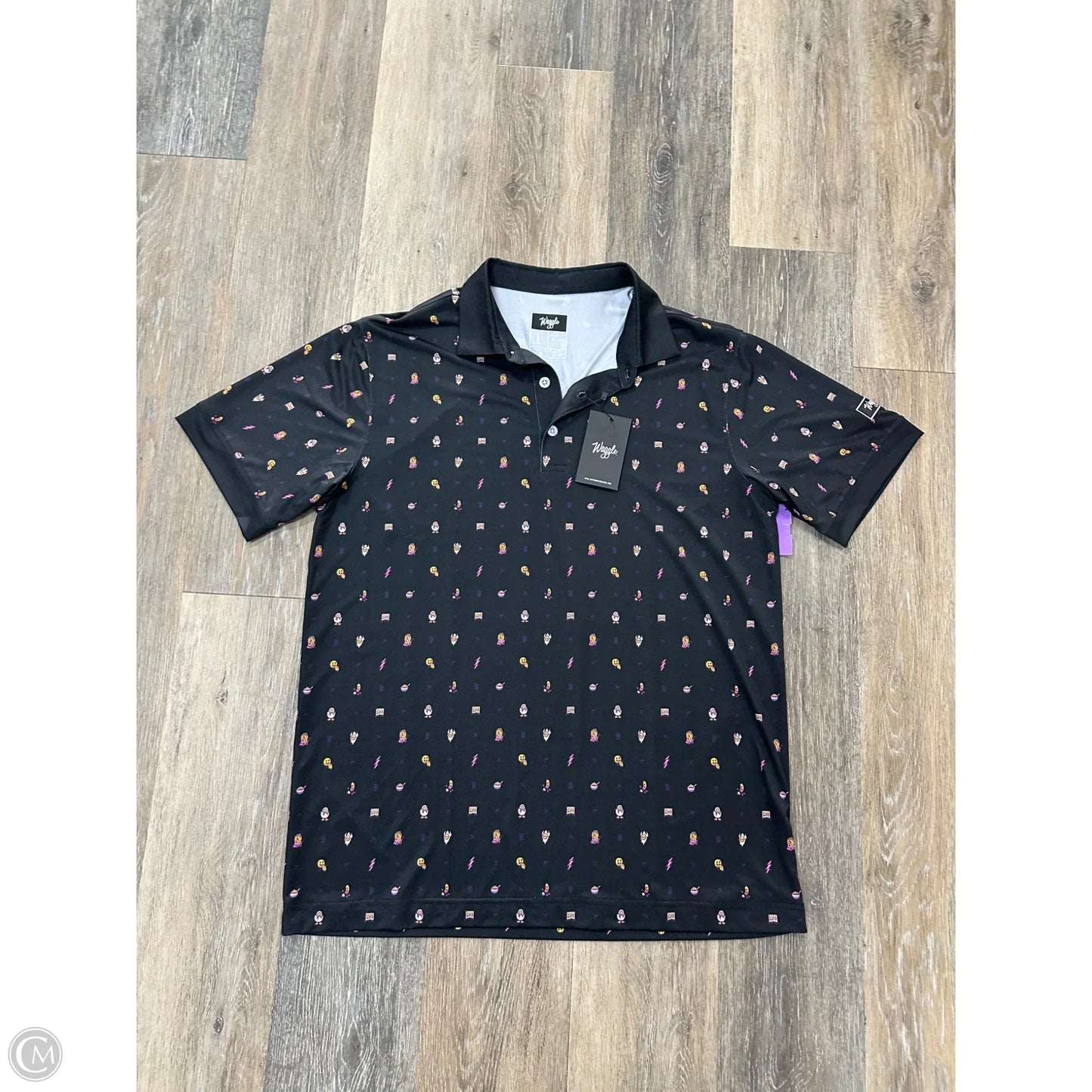 Athletic Top Short Sleeve By Waggle In Black, Size: L
