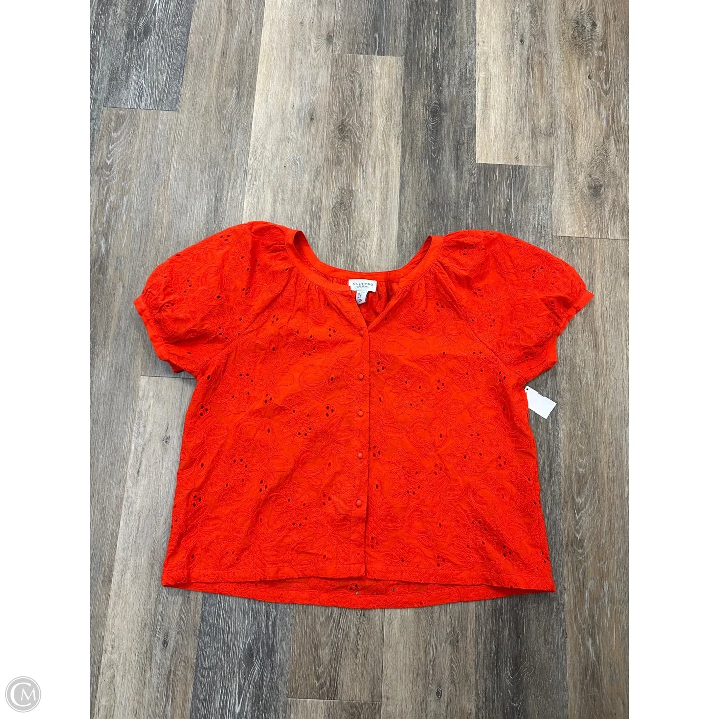 Blouse Short Sleeve By Calypso St Barth In Orange, Size: Xl