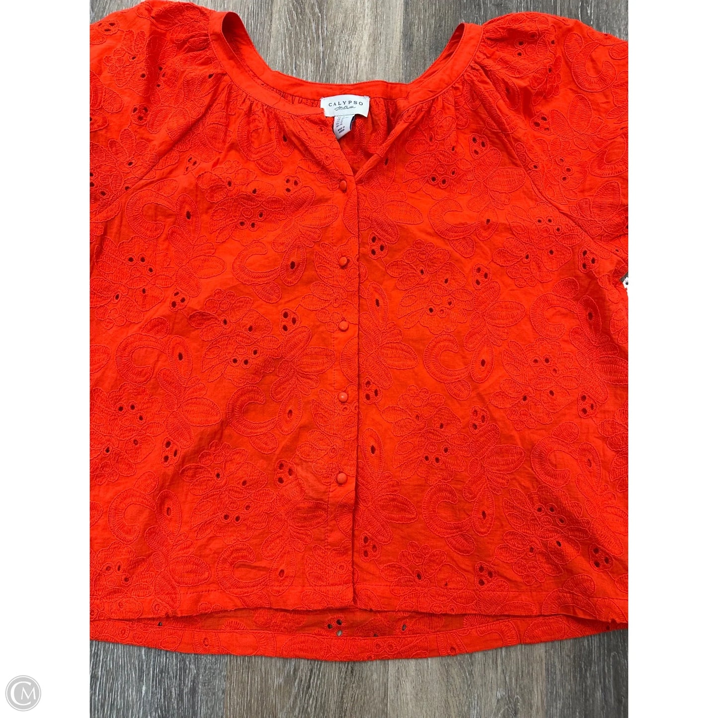 Blouse Short Sleeve By Calypso St Barth In Orange, Size: Xl